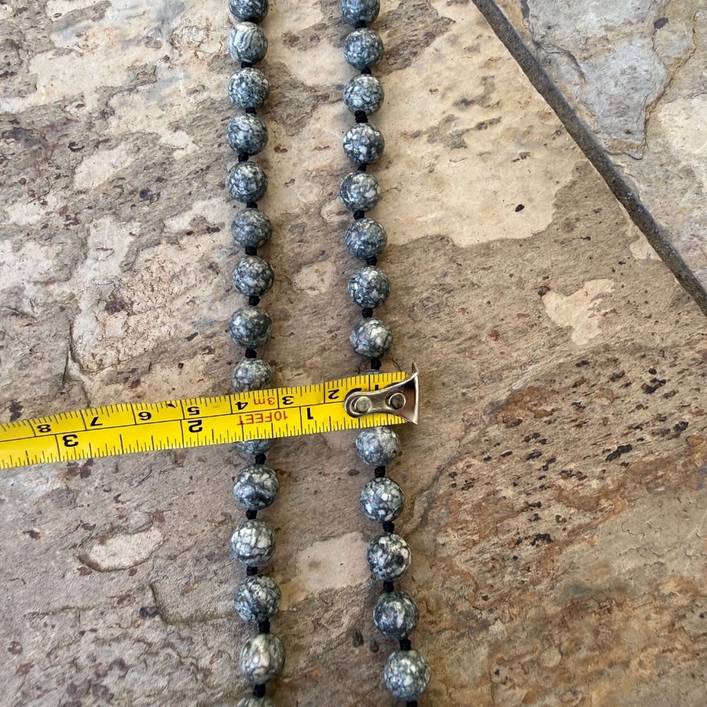 Natural Round Semi Precious Gemstones 29” Necklace Beaded Knotted Long Strand. - Picture 5 of 5